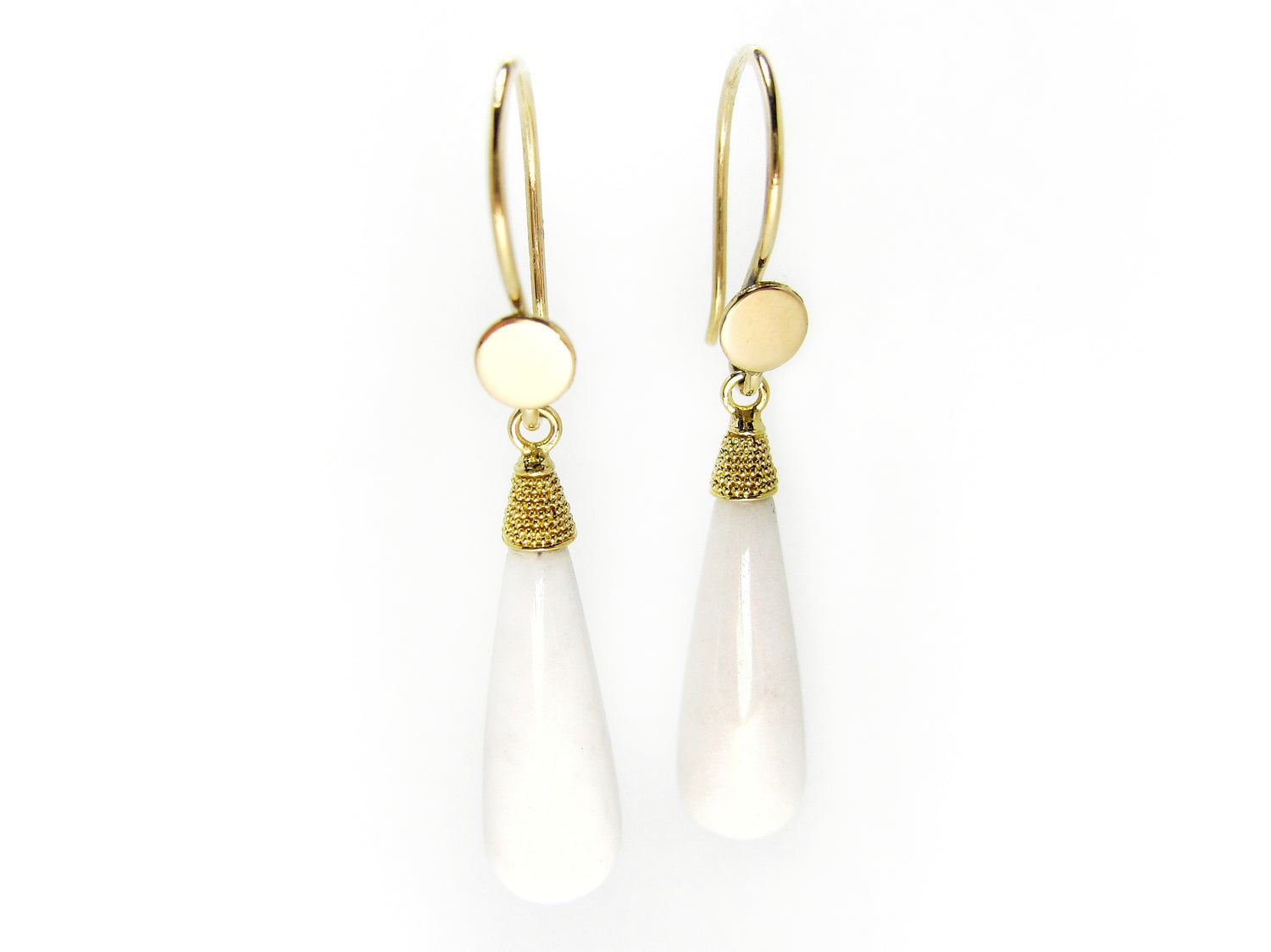 White Agate Full Moon Earrings