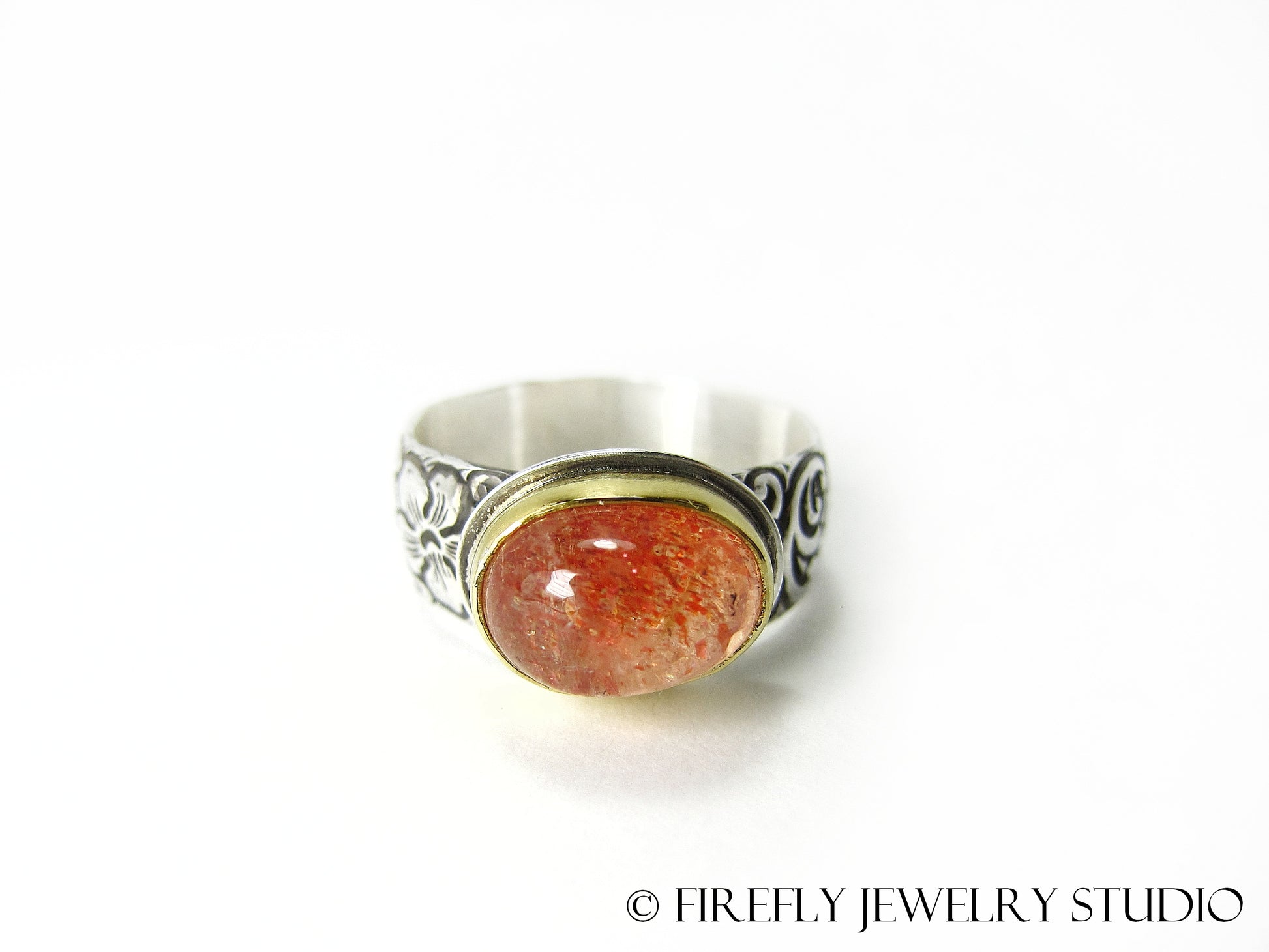 Confetti Sunstone Ring in 24k Gold and Sterling Silver. Size 6.75 - Firefly Jewelry Studio