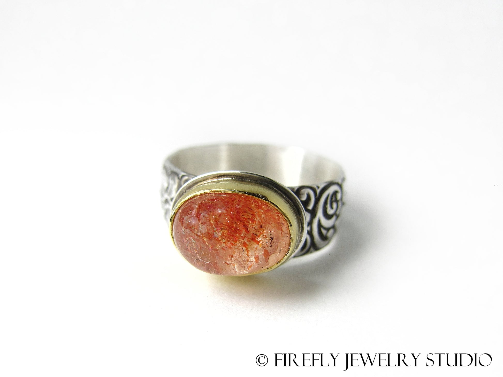Confetti Sunstone Ring in 24k Gold and Sterling Silver. Size 6.75 - Firefly Jewelry Studio
