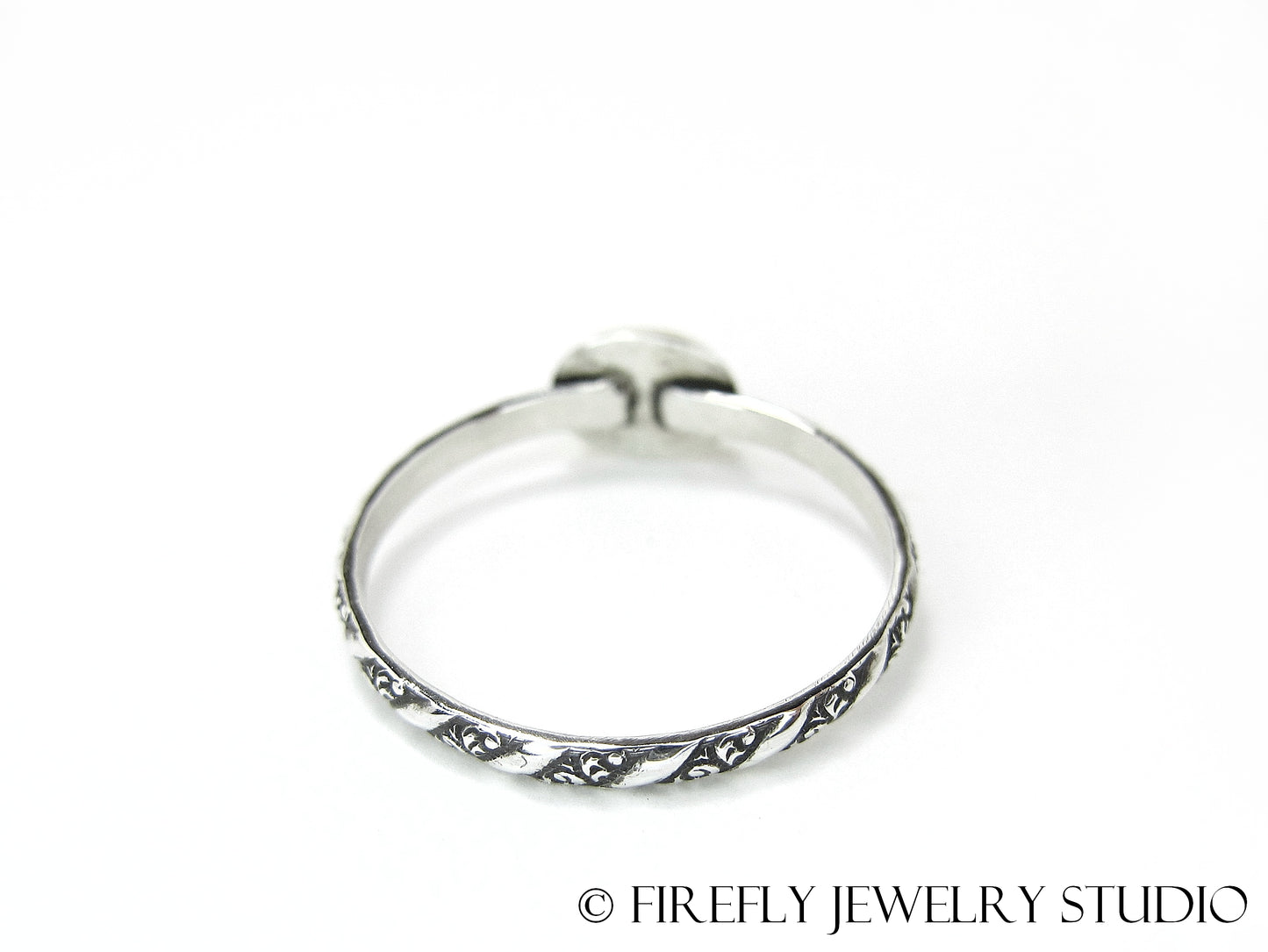 Dainty Sunstone Solitaire Stacking Ring in 24k Gold and Sterling Silver. Size 8.25 - Firefly Jewelry Studio
