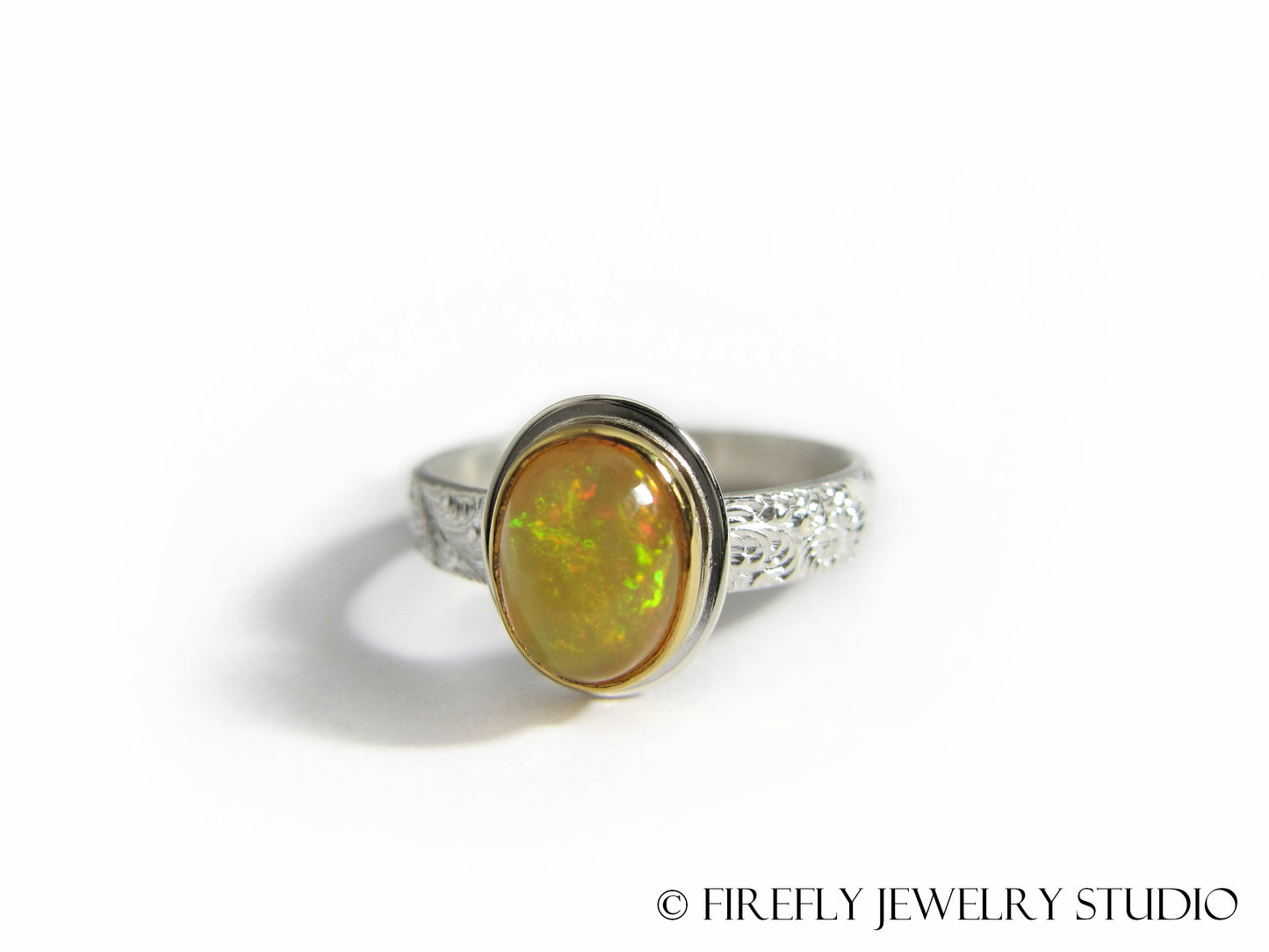 Ethiopian Opal Ring in 24k Gold and Sterling. Size 6.5 - Firefly Jewelry Studio