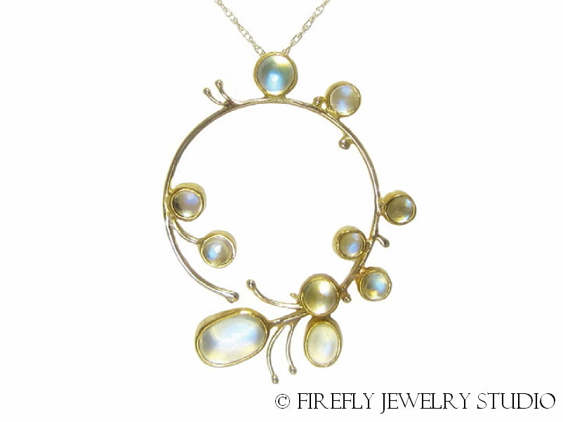 Moonstone "Wisteria" Necklace in 18K Yellow Gold: MADE TO ORDER - Firefly Jewelry Studio