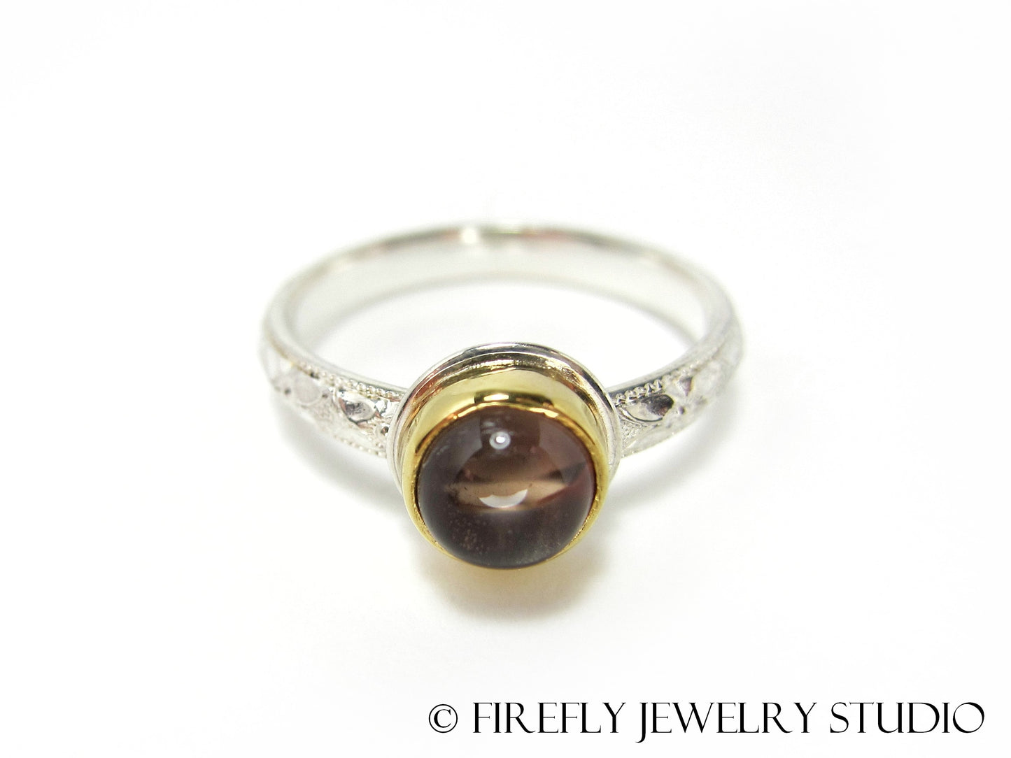 Sunstone Blood Moon Ring in 24k Gold and Sterling. Size 7 - Firefly Jewelry Studio