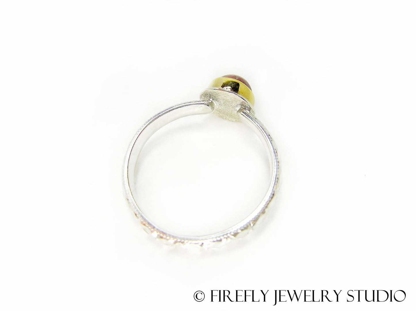 Sunstone Blood Moon Ring in 24k Gold and Sterling. Size 7 - Firefly Jewelry Studio