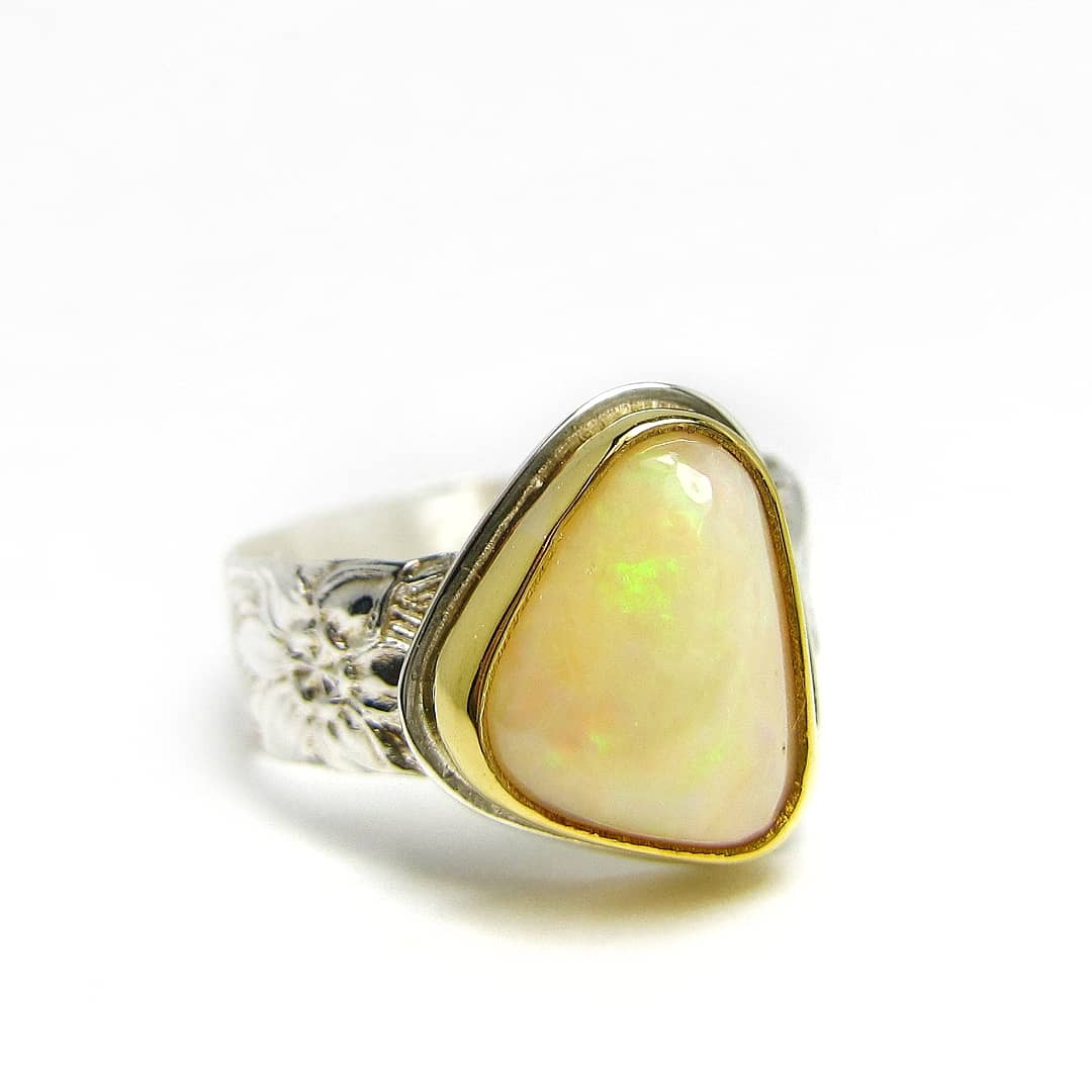 Australian White Opal Ring