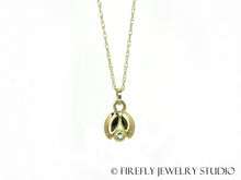 Load image into Gallery viewer, 18k Yellow Gold Mini-Firefly Necklace with Diamond - Made to Order - Firefly Jewelry Studio
