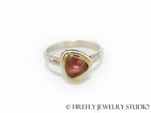 Load image into Gallery viewer, Sunstone Trine Ring in 24k Gold and Sterling. Size 7.75 - Firefly Jewelry Studio
