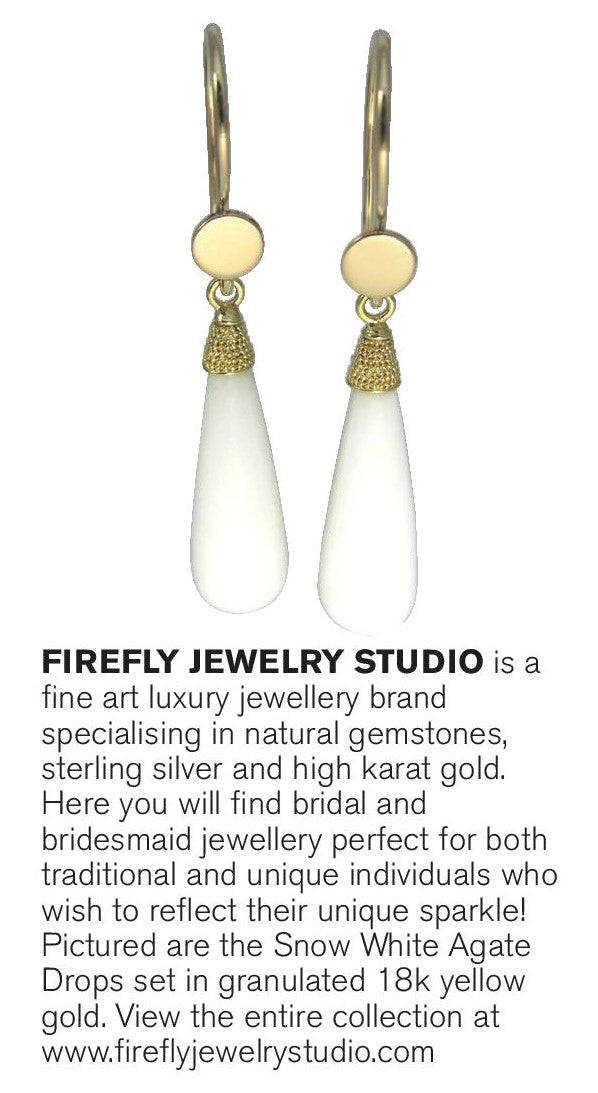 White Agate Full Moon Earrings in 18k Yellow Gold - Firefly Jewelry Studio