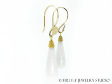 Load image into Gallery viewer, White Agate Full Moon Earrings in 18k Yellow Gold - Firefly Jewelry Studio
